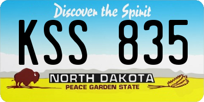 ND license plate KSS835