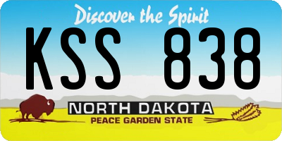 ND license plate KSS838
