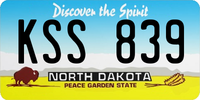 ND license plate KSS839
