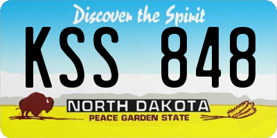 ND license plate KSS848