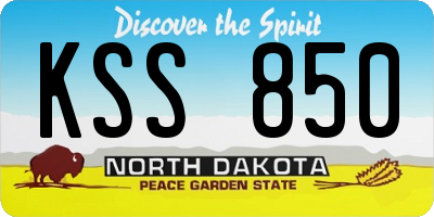 ND license plate KSS850