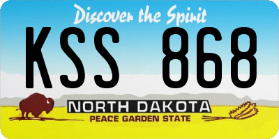 ND license plate KSS868