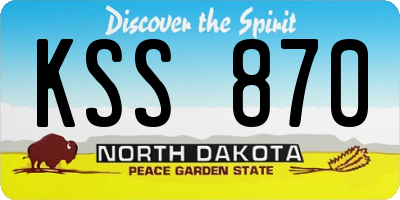 ND license plate KSS870
