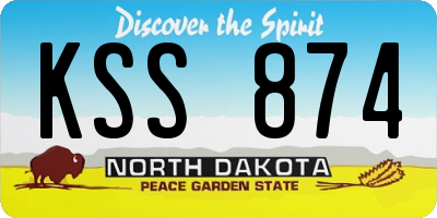 ND license plate KSS874