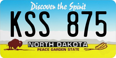 ND license plate KSS875