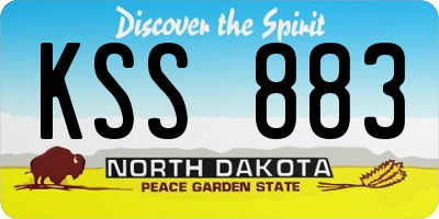 ND license plate KSS883