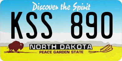 ND license plate KSS890
