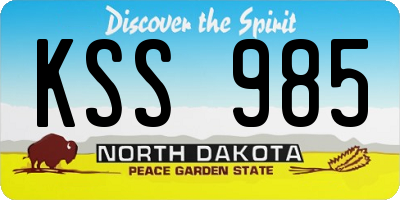 ND license plate KSS985
