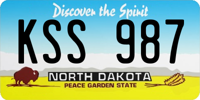 ND license plate KSS987