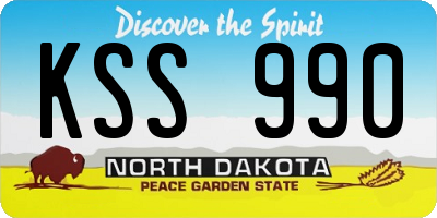 ND license plate KSS990