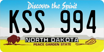 ND license plate KSS994