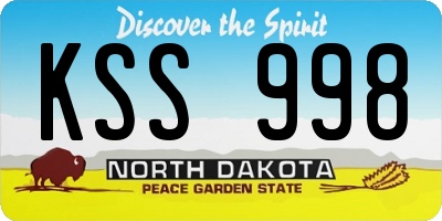 ND license plate KSS998