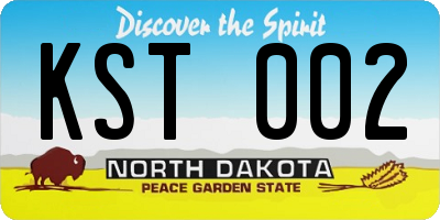 ND license plate KST002