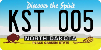 ND license plate KST005