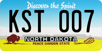 ND license plate KST007