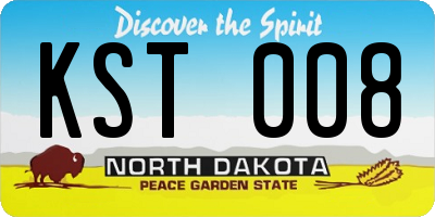 ND license plate KST008