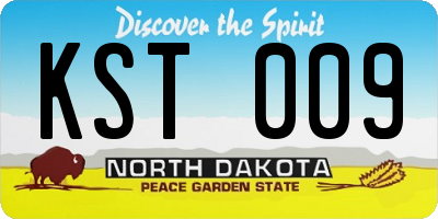 ND license plate KST009