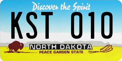 ND license plate KST010