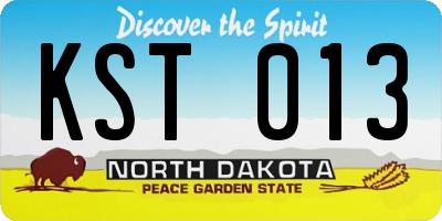 ND license plate KST013