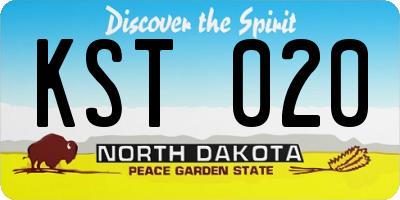 ND license plate KST020