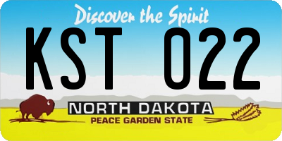 ND license plate KST022