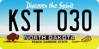 ND license plate KST030