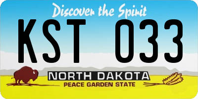 ND license plate KST033