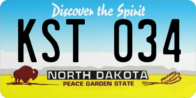 ND license plate KST034