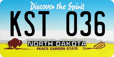 ND license plate KST036