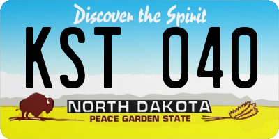 ND license plate KST040