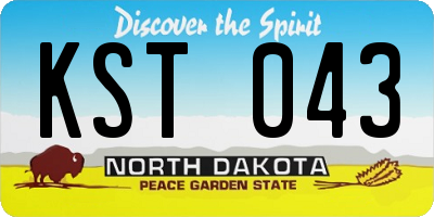 ND license plate KST043