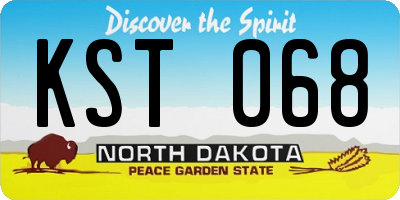 ND license plate KST068