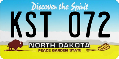 ND license plate KST072