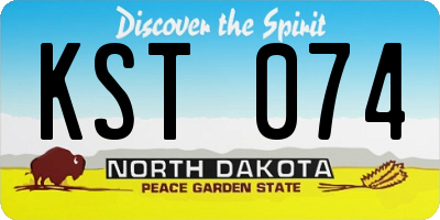 ND license plate KST074