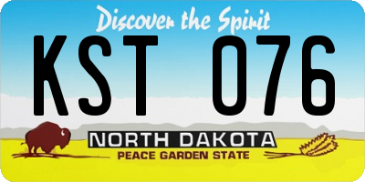 ND license plate KST076