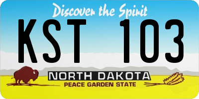 ND license plate KST103