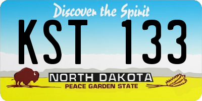 ND license plate KST133