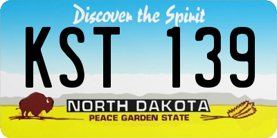 ND license plate KST139
