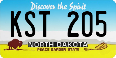 ND license plate KST205