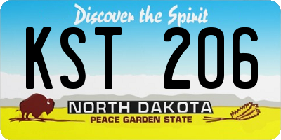 ND license plate KST206