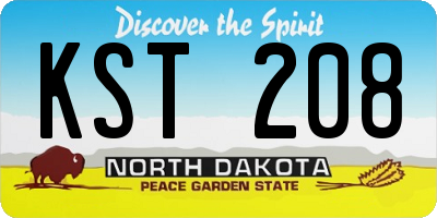 ND license plate KST208