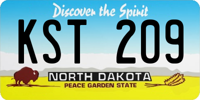 ND license plate KST209
