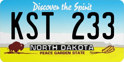 ND license plate KST233