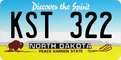 ND license plate KST322