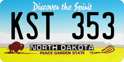 ND license plate KST353