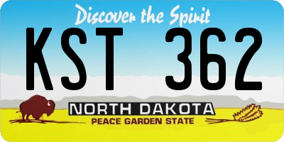 ND license plate KST362