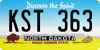 ND license plate KST363