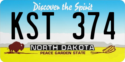 ND license plate KST374