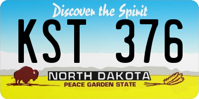 ND license plate KST376