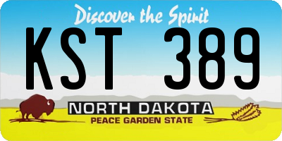 ND license plate KST389